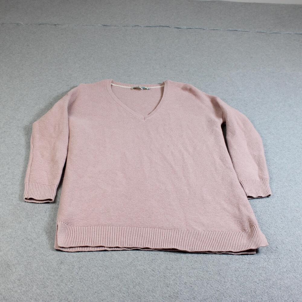 Boden Sweater Women 8 Pink V Neck Long Sleeve Cotton Wool Knit Cozy Twee Classic